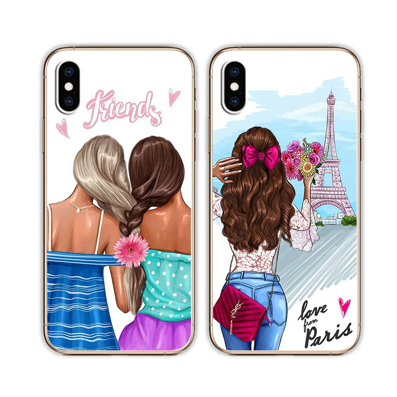 Прозрачные мягкие чехлы для телефонов девочек Bff Best Friends Forever чехол iPhone 7 6 6S 8 Plus X XR