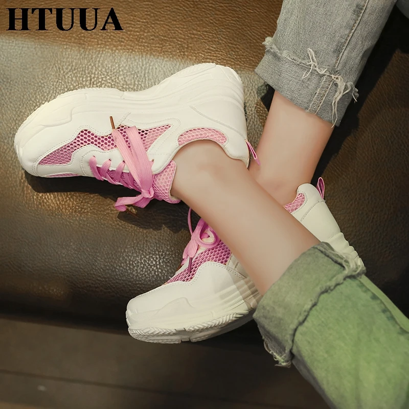 HTUUA/Коллекция 2019 года Дизайнерские кроссовки на платформе женская
