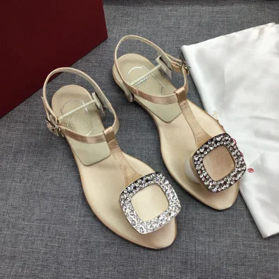 Уличная модная летняя обувь; женская обувь; chaussures femme; дизайнерские босоножки со стразами; Лидер продаж; стильная повседневная обувь на плоской подошве; Sandalias Mujer; - Цвет: As Show