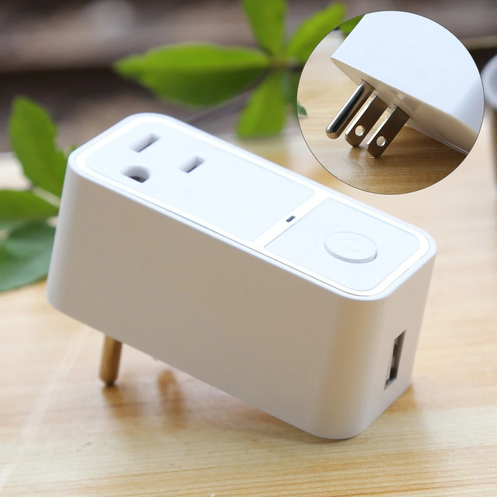 10A APP Control Smart Socket Practical Retardant Shell USB Output Wireless General WIFI Mini Voice US Plug | Электроника