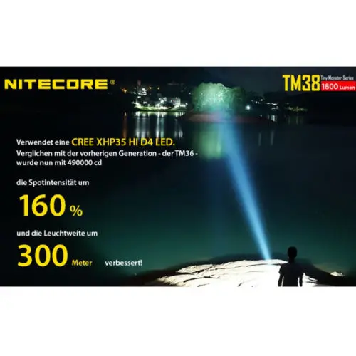 NITECORE TM38 Серия Monster LCD перезаряжаемый фонарик 1800 люмен CREE XHP35 HI D4 LED 1400 м Дальний свет