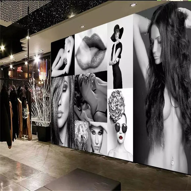 Custom mural professional production background wall cloth decorative painting - black and white sexy beauty | Обустройство дома
