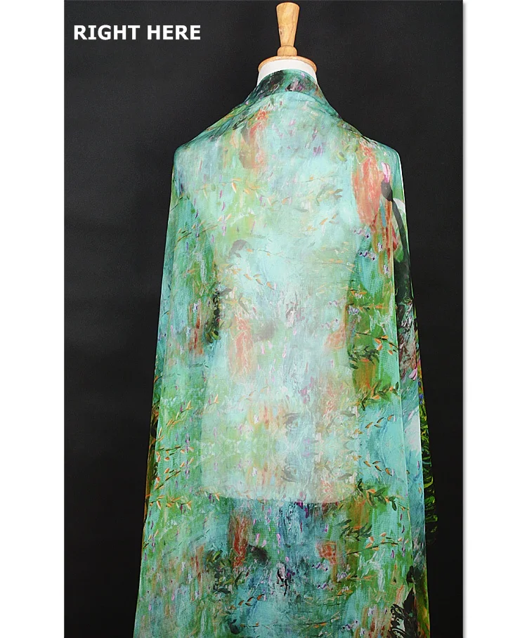 Красивая гусиное играть в пруд пейзажи 100% чистый шелк шифон Материал 135 см * 118