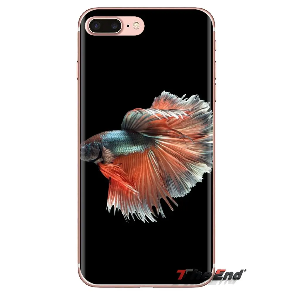 For iPod Touch Apple iPhone 4 4S 5 5S SE 5C 6 6S 7 8 X XR XS Plus MAX Phone Wallpaper with Blue Betta Fish 2 Silicone Skin Cover |