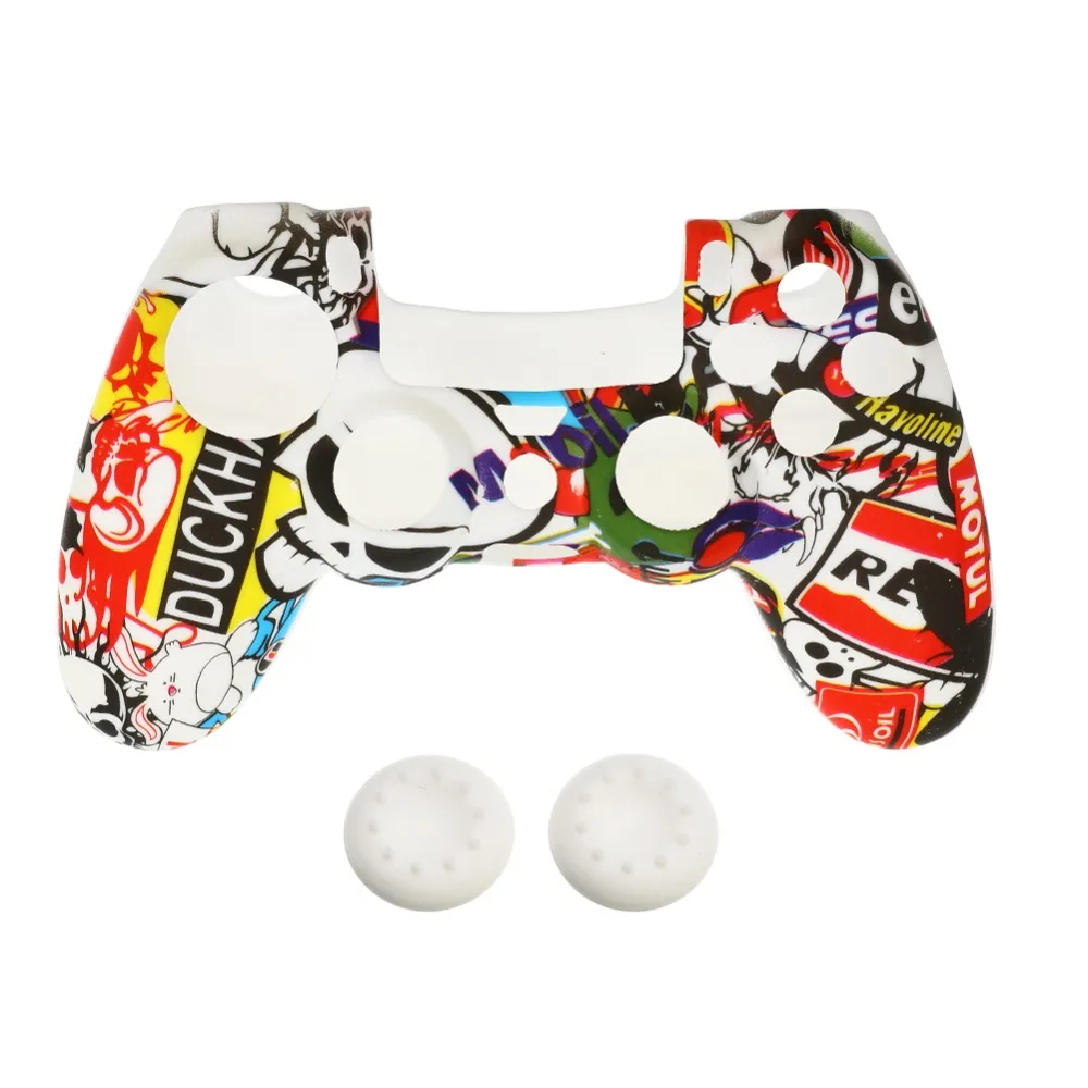 Силиконовый защитный чехол для контроллера Dualshock 4 PS4 с колпачками джойстика |