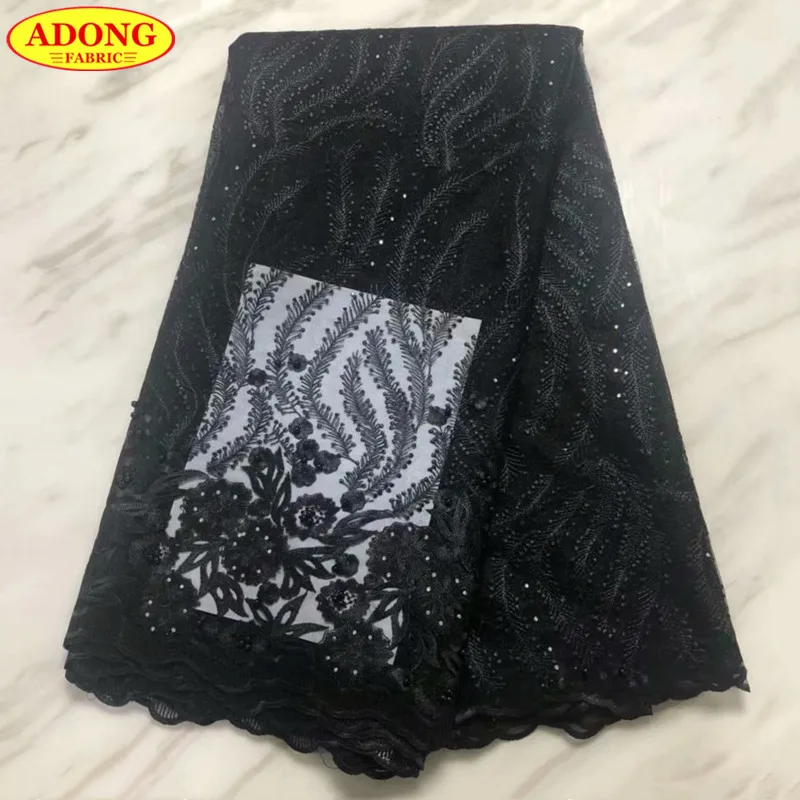 Silver gray colour embroidery african net lace french fabric with stones and beads 5 yards/pcs tulle laces for dress | Дом и сад