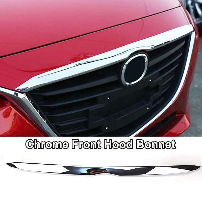 front hood bonnet Для Mazda 3 Axela BM седан хромированный противотуманный светильник, боковое зеркало, накладка, задний багажник, полоса, украшение автомобиля, Стайлинг - Цвет: front hood bonnet