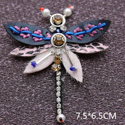 small dragonfly Птица Стрекоза пчела Кристалл бисера Вышивка аппликация Ткань свитер Одежда патч наклейки футболка diy украшения - Цвет: small dragonfly