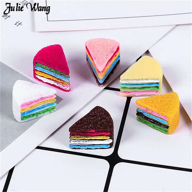 

Julie Wang 12 шт. эпоксидная торт Форма Подвески красочная Смола Кабошон Декор телефона аксессуар ремесленничество поставок шлама 15*13*10 мм