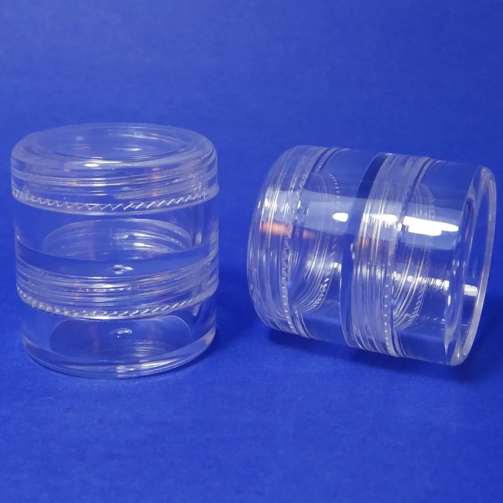 

80 set 2 Stacked Storage Container Mini Clear Plastic Jar Travel Sample Case 5g (AY81(5)(2-stacked)=80sets)