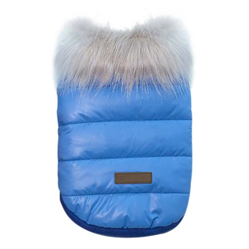 Blue Warm Dog Clothes For Small Dog Windproof Winter Pet Dog Down Padded Clothes Puppy Outfit Yorkie Chihuahua Clothing Jacket&Coat - Color: Blue