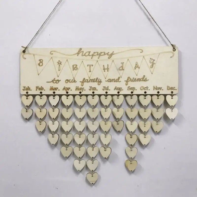 Wood Birthday Reminder Board DIY Family Friends advent Calendar Sign Special Dates Planner Christmas Party Decors | Дом и сад