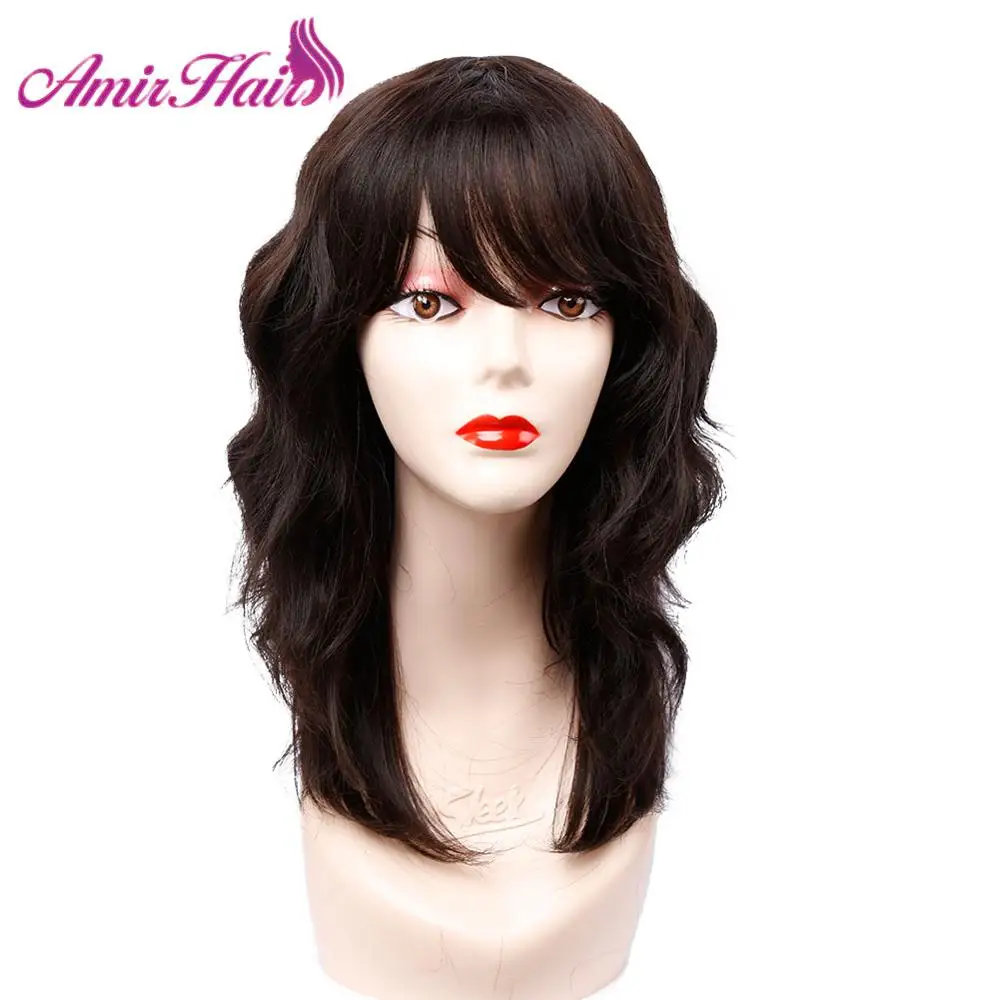 Amir  Synthetic Hair Short Wig Bob Brown Mixed Blond Black Curly Bob Wave Wigs for Women Heat Resistant Fiber Hair Cosplay Party