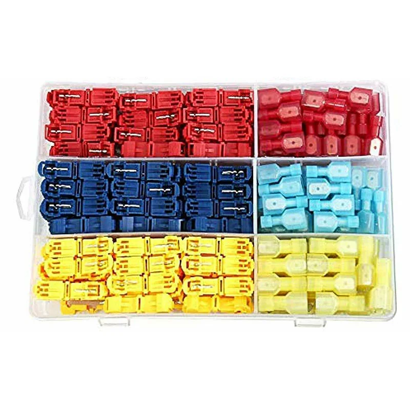 

Hot 240pcs T-type Wire Connector Electrical Terminals Insulated Male Quick Disconnect Terminals Kit BX
