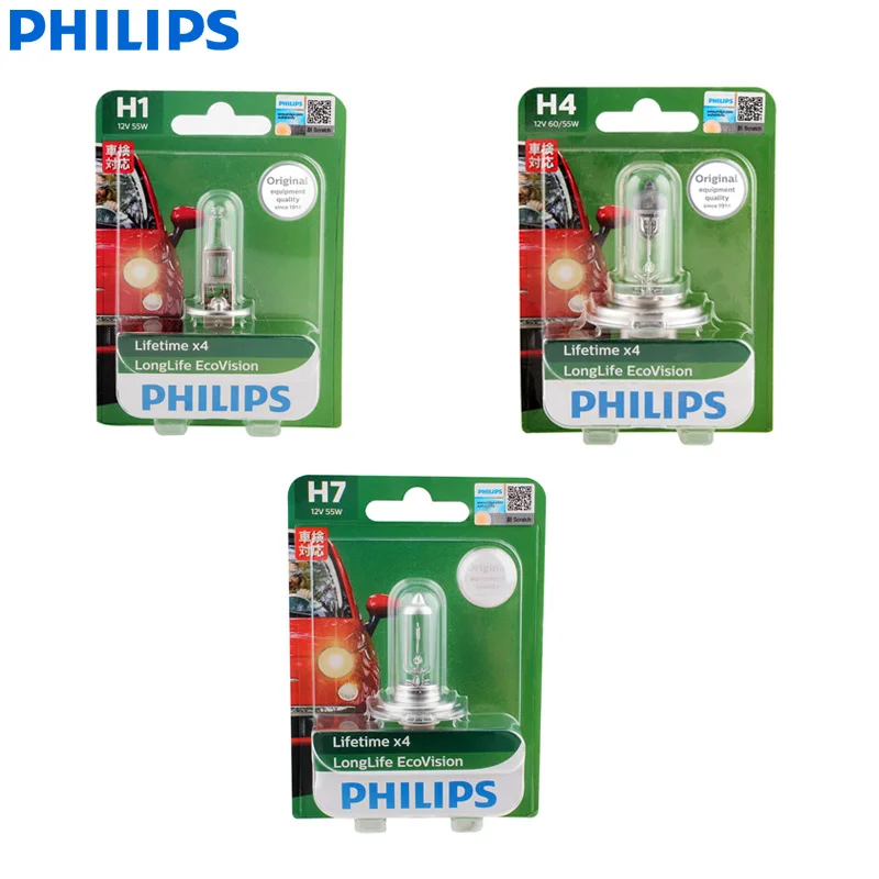 

Philips LongLife Eco Vision H1 H4 H7 9003 12V LLECOB1 автомобильный галогенный головной свет OEM Лампа автомобильная лампа HL луч противотумансветильник (одна)