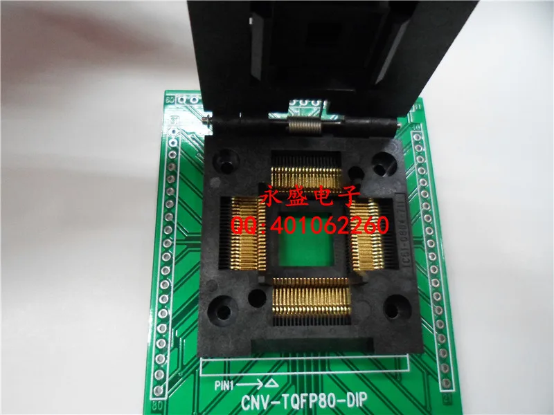 Разъем LQFP80 для программирования с поворотом на DIP80 80 pin тестовый держатель шаг IC51