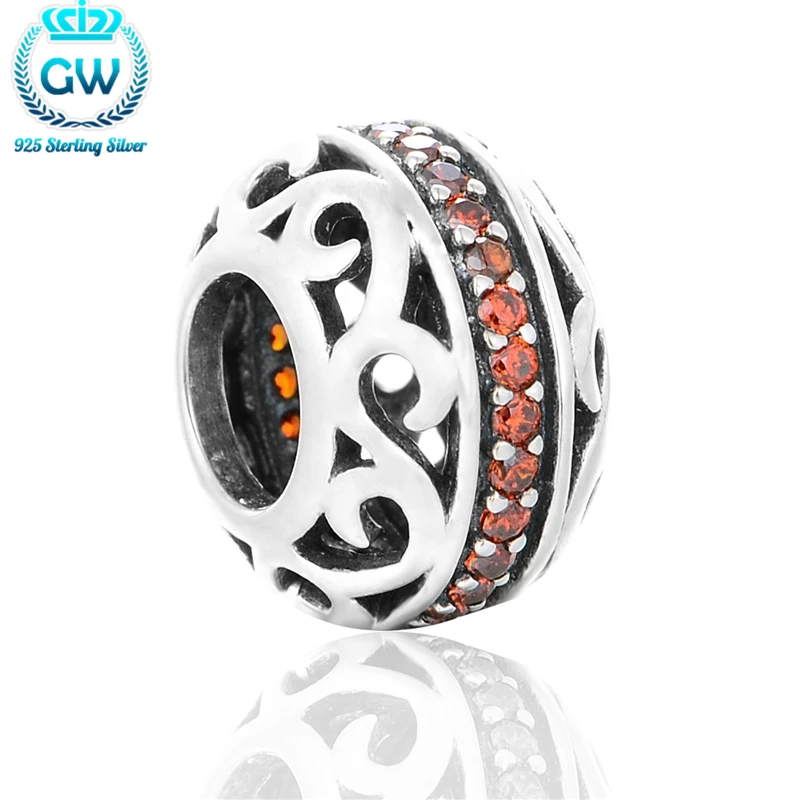 Ажурные подвески из стерлингового серебра 925 пробы оранжевые камни подходят для