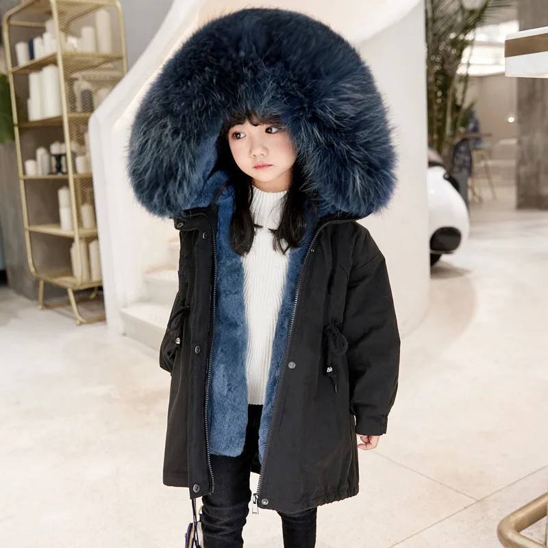 JKP children's fashion Parker jacket authentic rabbit fur coat big raccoon collar winter baby cotton | Детская одежда и обувь