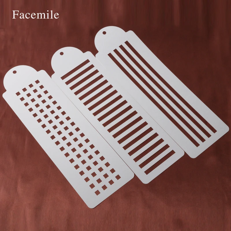 Facemile 3 шт./компл. пластмассовый трафарет для торта клетчатый полосатый дизайн