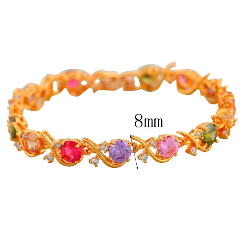 Rolinason шампанского AAA Циркон Кристалл Золотой Тон браслеты для женщин здоровья