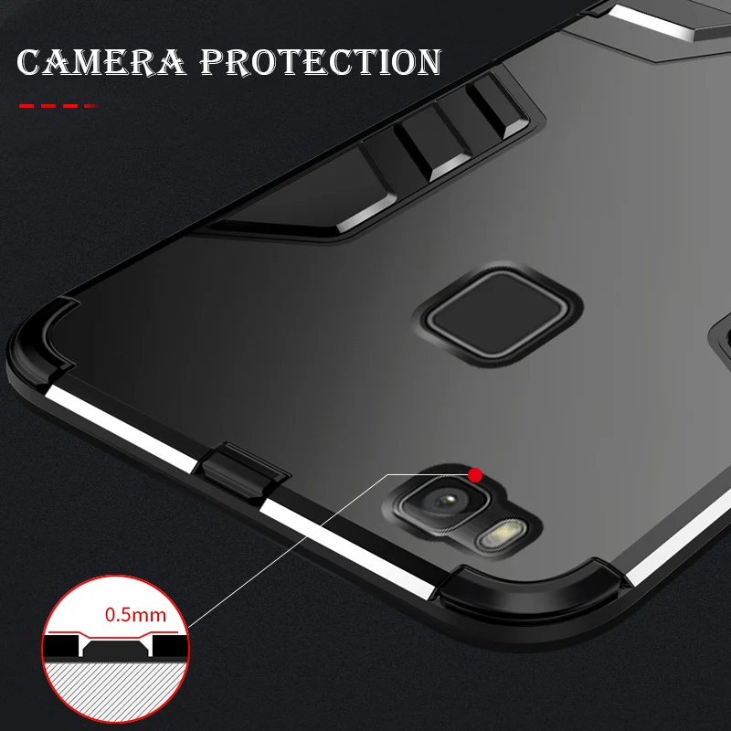 For Huawei P9 lite Case 2016 Soft TPU+PC Hybrid Shockproof Armor Cover Anti-Fall Edge Fundas for | Мобильные телефоны и