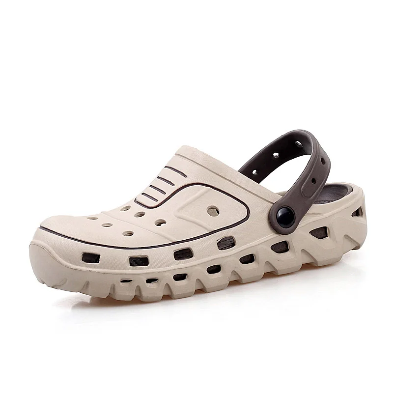 khaki Summer Water Shoes Men Hollow Aqua Shoes Swimming Light Slippers Barefoot Shoes Men Clogs Beach Sea Fishing Sandals for Man - Цвет: khaki