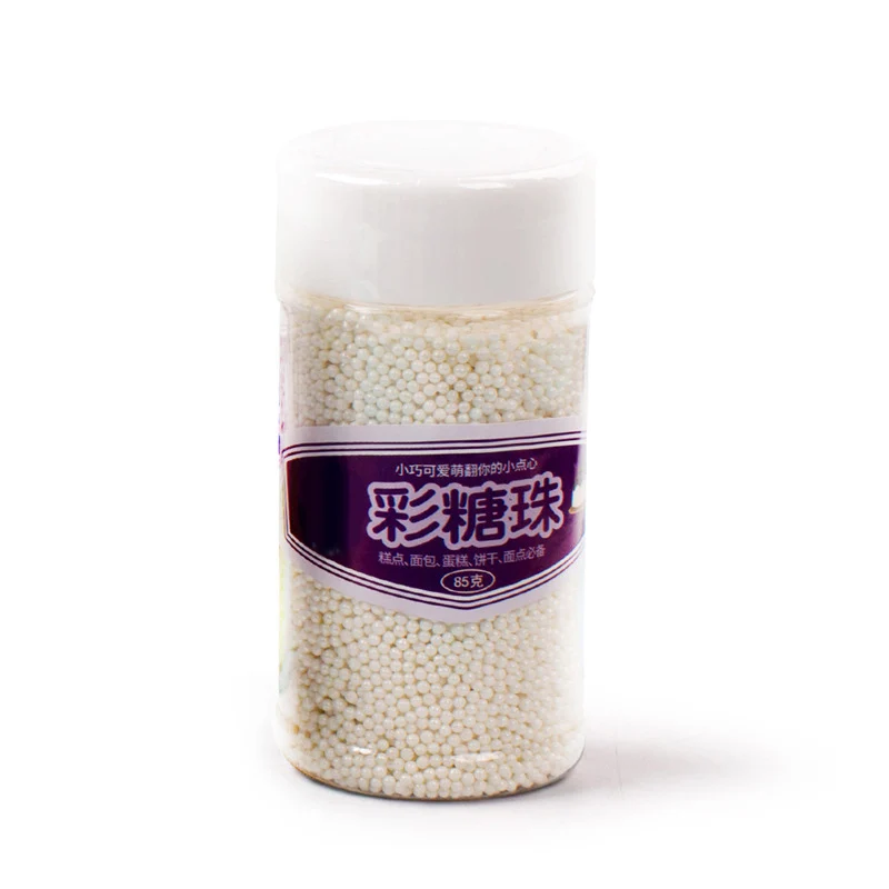 White 85g 85 г маленькие бусины съедобный жемчуг сахарный шар помадка выпечка торта DIY силиконовый шоколад для украшения с помощью сахара конфеты fimo глина торт Декор - Цвет: White 85g