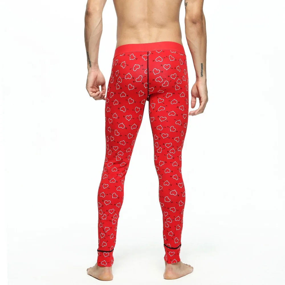 Мужские длинные штаны с принтом сердечек зимние термобелье новые мужские