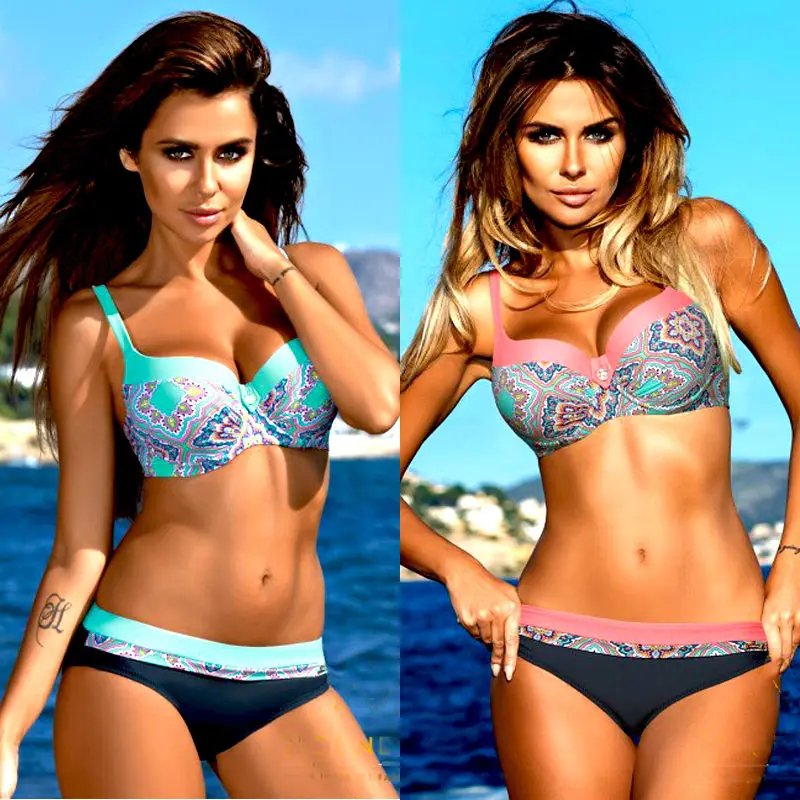 Лидер продаж 2017 Женский комплект бикини купальник пляжная одежда купальники пуш