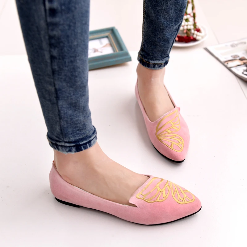 Новинка 2017 года Модные женские балетки на плоской подошве с острым носком сезон