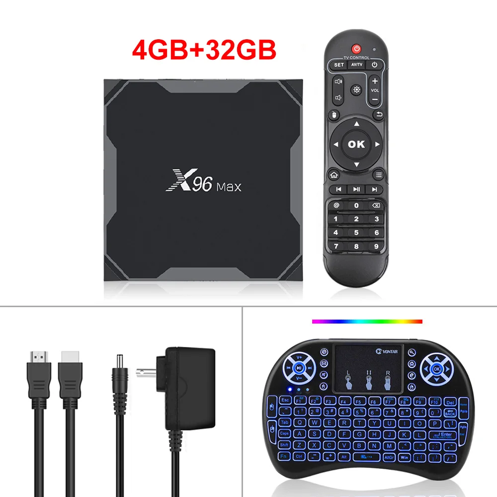 4GB 32GB i8 backlit X96 Max Смарт ТВ приставка Android 9,0 ТВ приставка Amlogic S905X3 4 Гб 64 Гб 4K медиаплеер двойной Wifi X96 Max Plus телеприставка 4 Гб ram 32 Гб - Цвет: 4GB 32GB i8 backlit