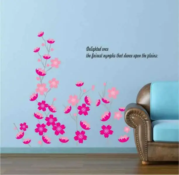 

Wall Sticker Pink Peach Flower Dancing Home Mural Removable Room Decals