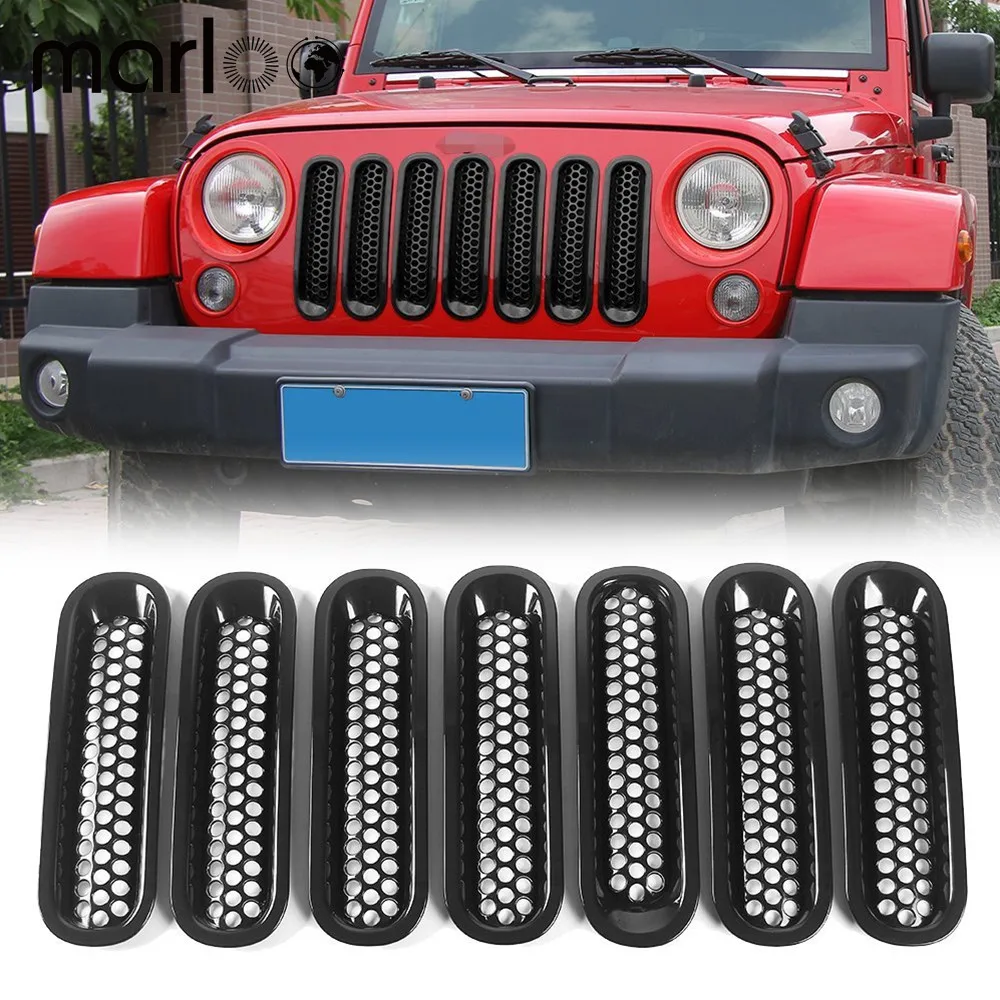 Marloo Черная передняя решетка для решетки радиатора комплект Jeep Wrangler JK Rubicon Sahara