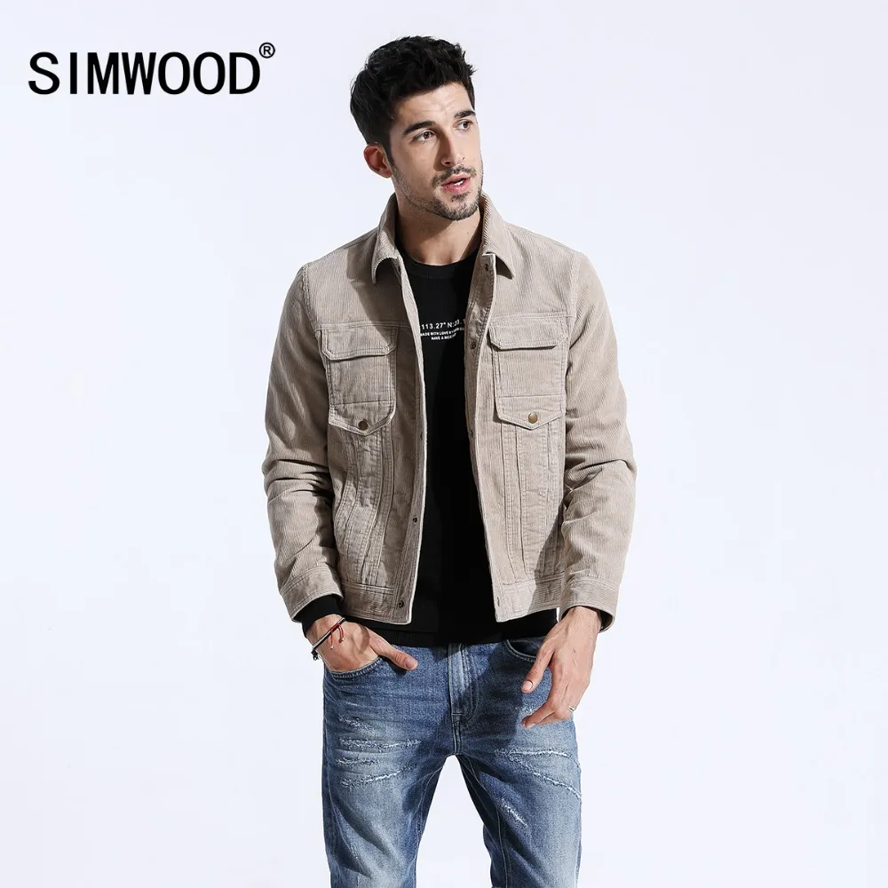 SIMWOOD 2019 осенняя мужская куртка повседневная приталенная вельветовые пальто для