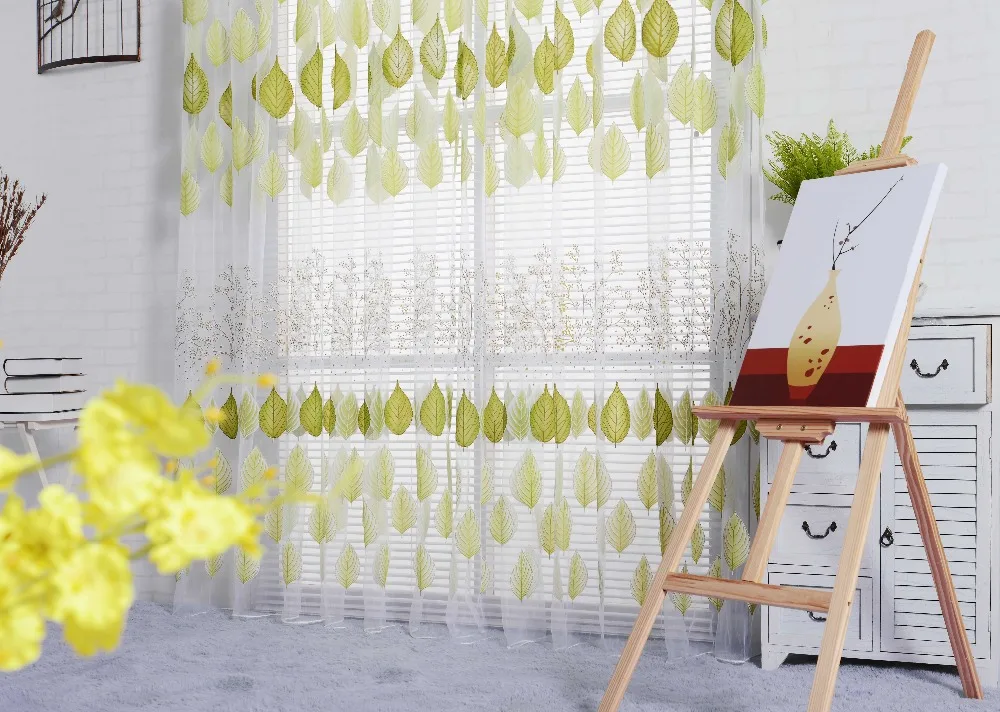 Занавески на окна с листьями тюль для кухни гостиной спальни современные тюлевые