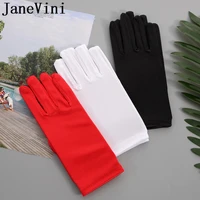 janevini satin bridal wedding gloves handschoenen satijn short party gloves for to the bride white black red glove accessories