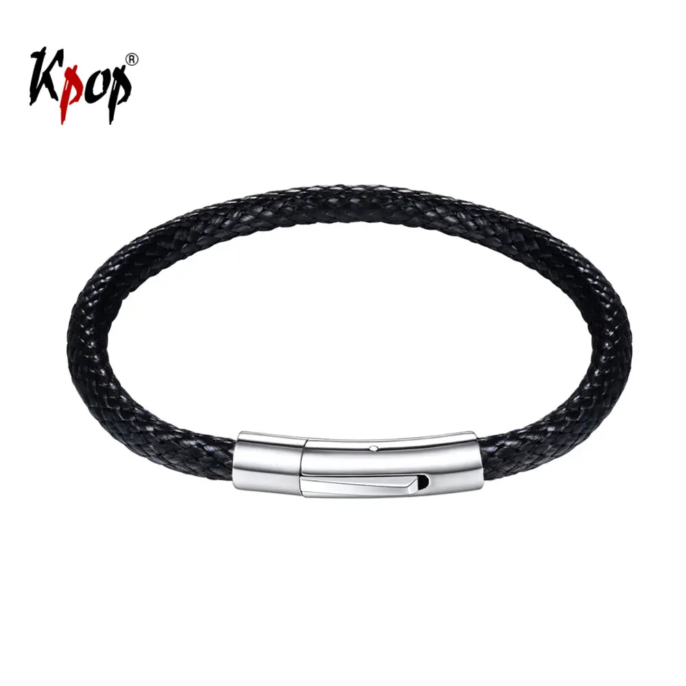 Kpop браслет из восковой верёвки Модные мужские ювелирные изделия нержавеющей