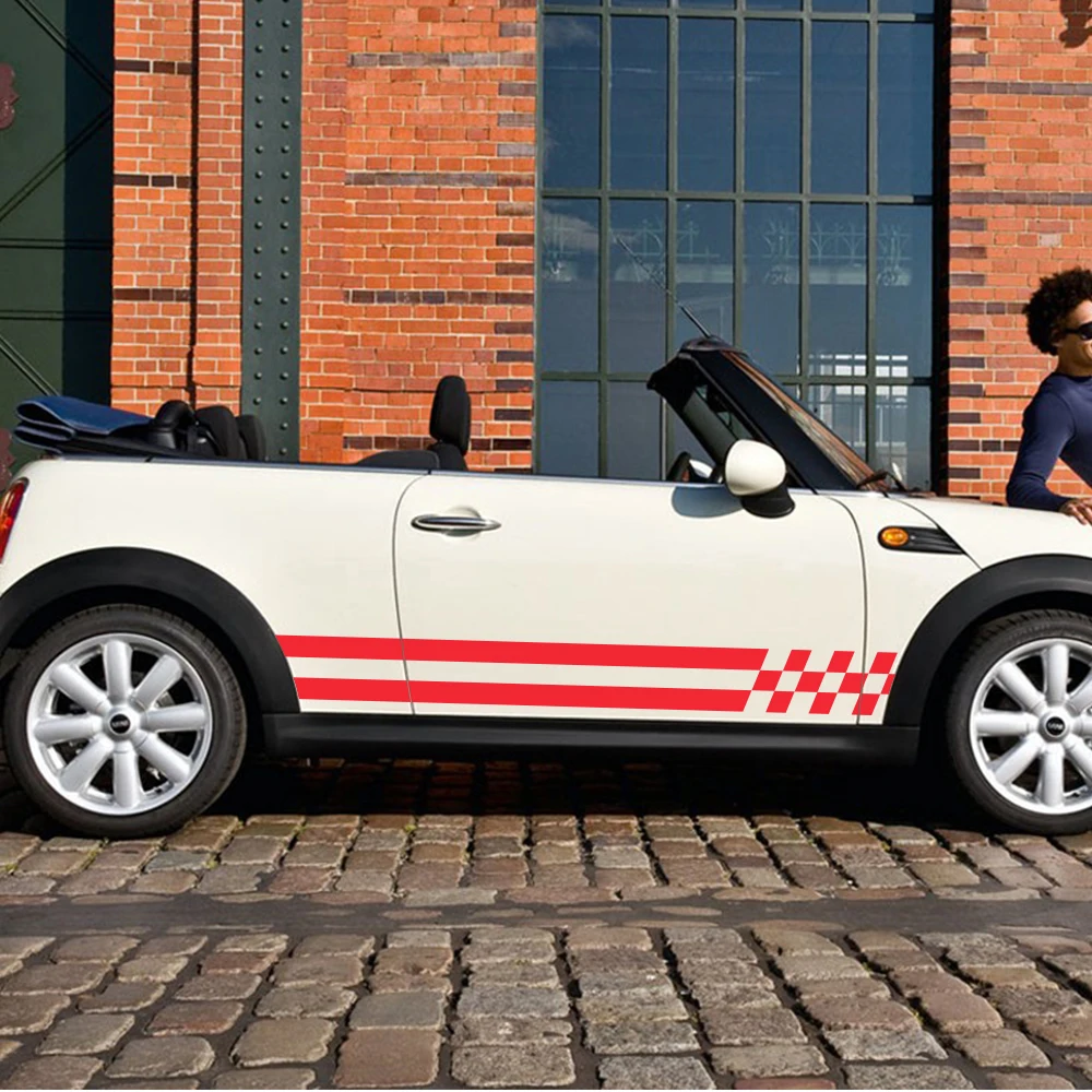 Автомобильные полосы дверная боковая юбка Виниловая наклейка для Mini Cooper One JCW S R60