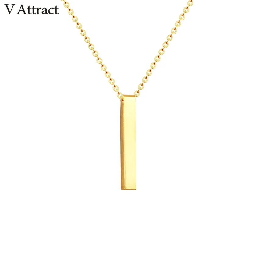 V Attract 2017 Handmade Jewelry One Direction Geometric Long Bar Necklaces Stainless Steel Chai Pendant For Women Christmas Gift|collier ras du