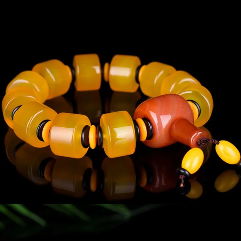 

Hot-selling natural chalcedony barrel pearls and jade bracelets for men and women with simple temperament and fresh transshipmen