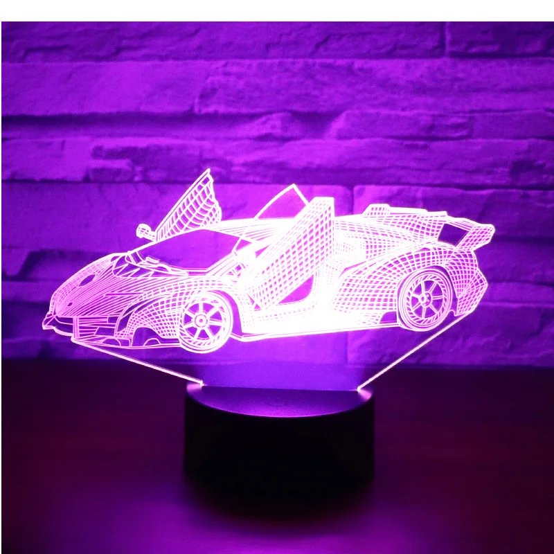 Светодиодный ночсветильник 3D спортивный автомобиль с улучшенным сознанием и