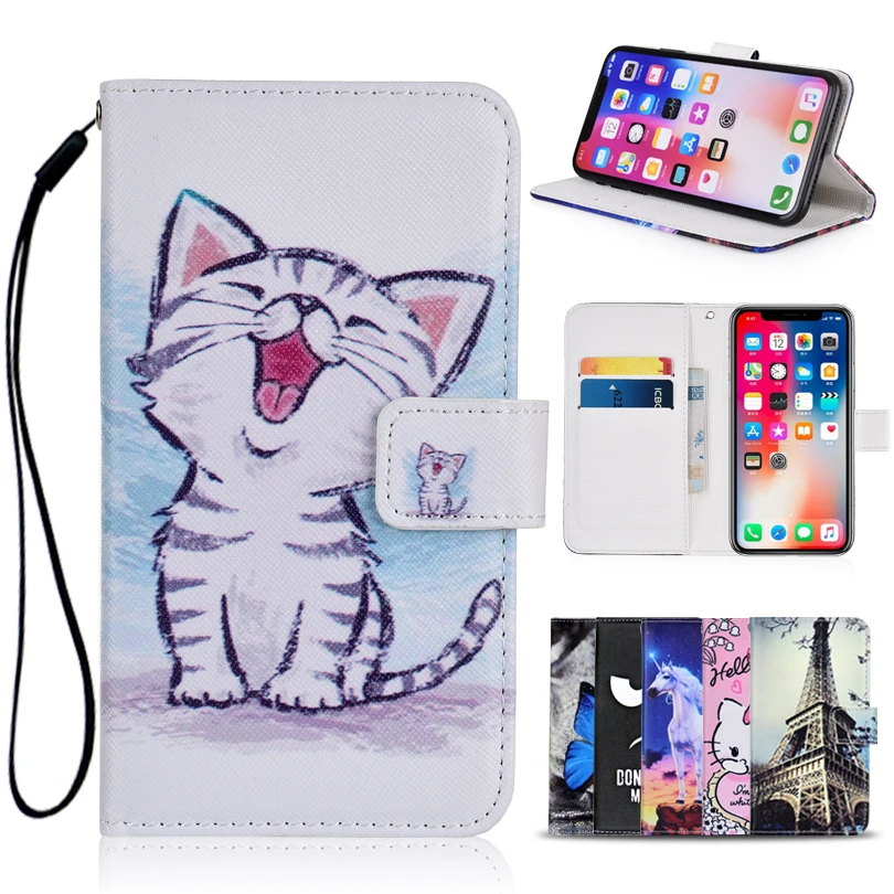 Cartoon Wallet Case for Alcatel 1 5033D PU Leather Fashion Lovely Unicorn Cat Butterfly Owl Kickstand phone Bag | Мобильные телефоны