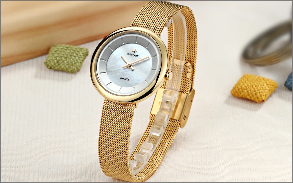 WWOOR, элегантные Брендовые женские часы из розового золота,, Montre Femme, модные женские часы с браслетом, ультратонкие кварцевые наручные часы Relogio