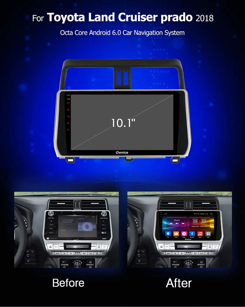 Ownice K1 K2 K3 2DIN 2 Гб ОЗУ 32 ПЗУ Восьмиядерный Android 8 1 Автомобильный DVD Радио для Toyota Land