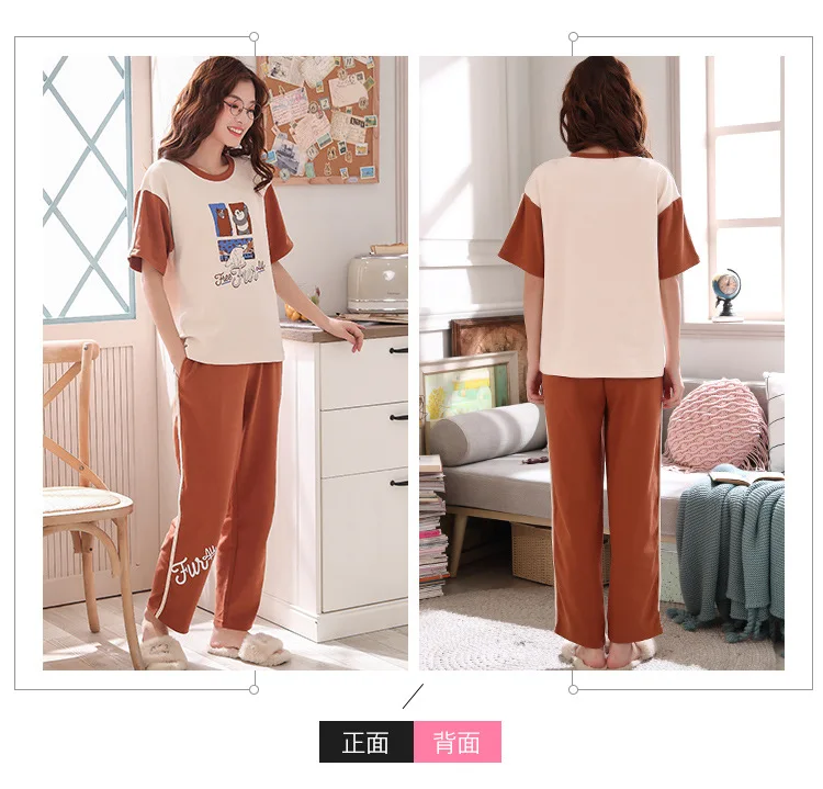 Пижамы с героями мультфильмов; женская пижама; mujer invierno; домашняя одежда; большие размеры; розовая футболка с короткими рукавами и принтом; брюки; 2 шт