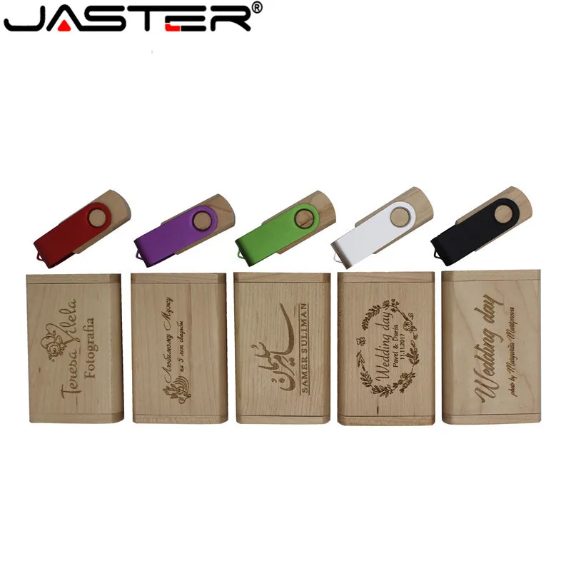JASTER поворотный USB флэш накопитель 4 ГБ 8 16 32 usb 2 0 ручка деревянная коробка