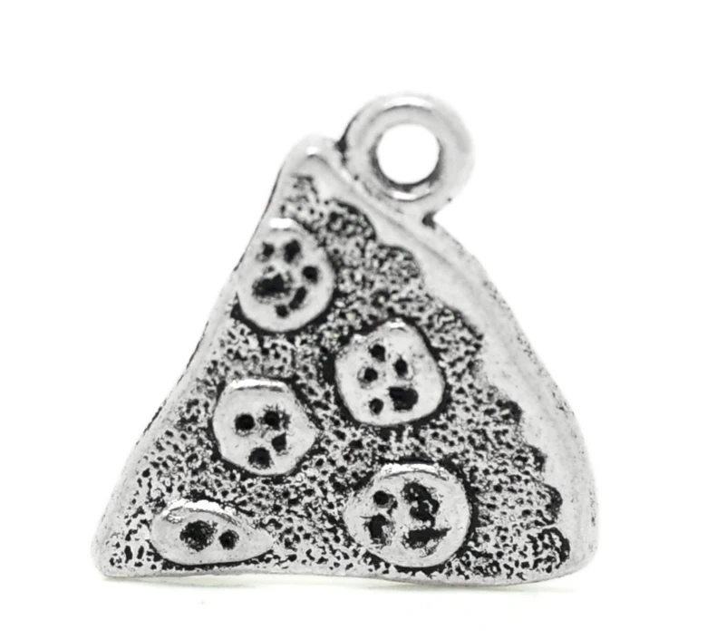 DoreenBeads Zinc metal alloy Charm Pendants Pizza Antique Silver Color Imitation Food Jewelry 20mm( 6/8&quot) x 19mm( 6 PCs | Украшения и