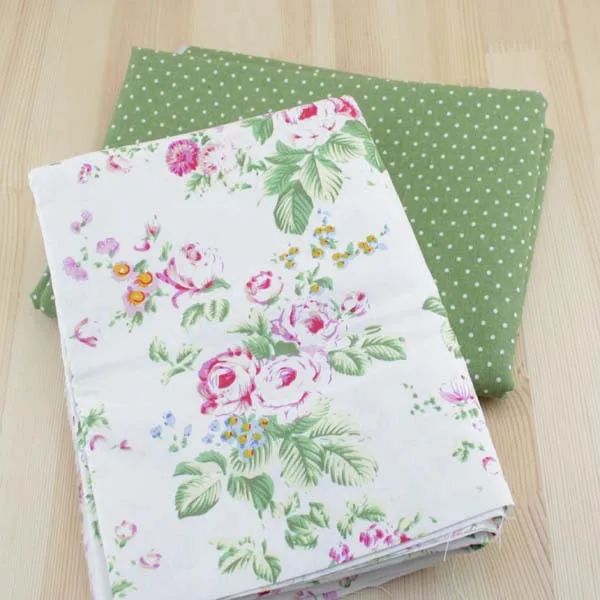 2 дизайна ткань из хлопка и льна Зеленая в горошек Роза росе четверть четверти