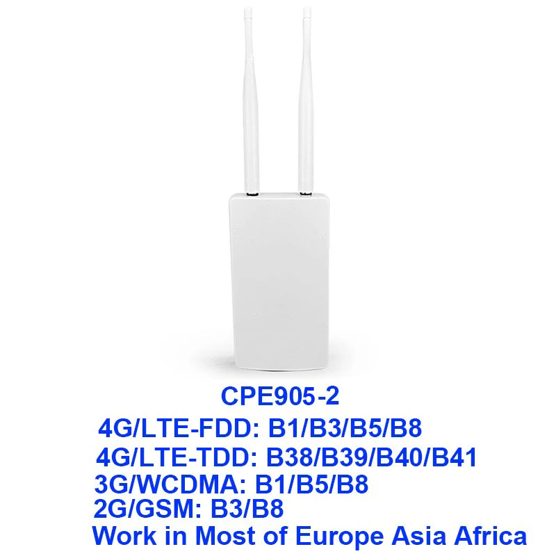 CPE905-2 TIANJIE CPE905 высокоскоростной 4g lte wifi роутер IP66 водонепроницаемый открытый 4g cpe внешняя двойная антенна беспроводной роутер cpe с sim - Цвет: CPE905-2