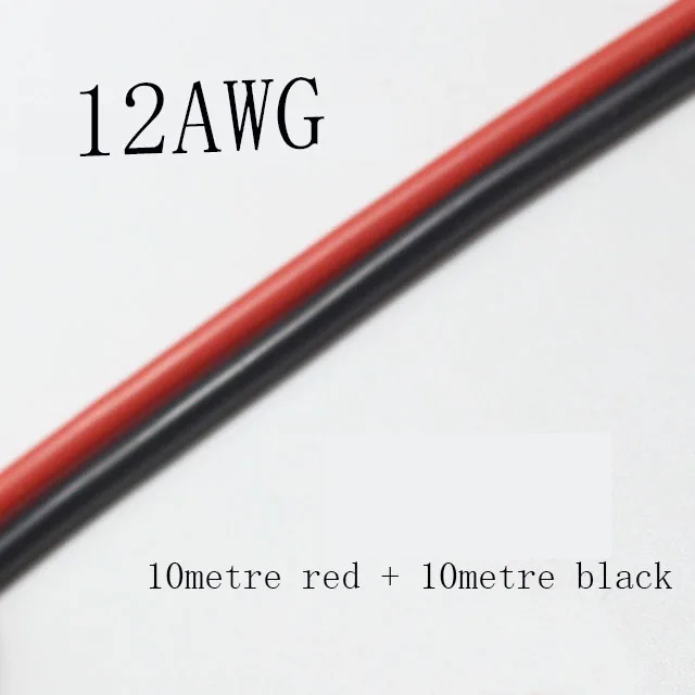 12AWG 10 м(красный+ черный) 13AWG 12AWG 14AWG 16AWG 22AWG 24AWG 30AWG теплозащитные мягкий силиконовый проводной кабель для батарея радиоуправляемой модели части - Цвет: 12AWG